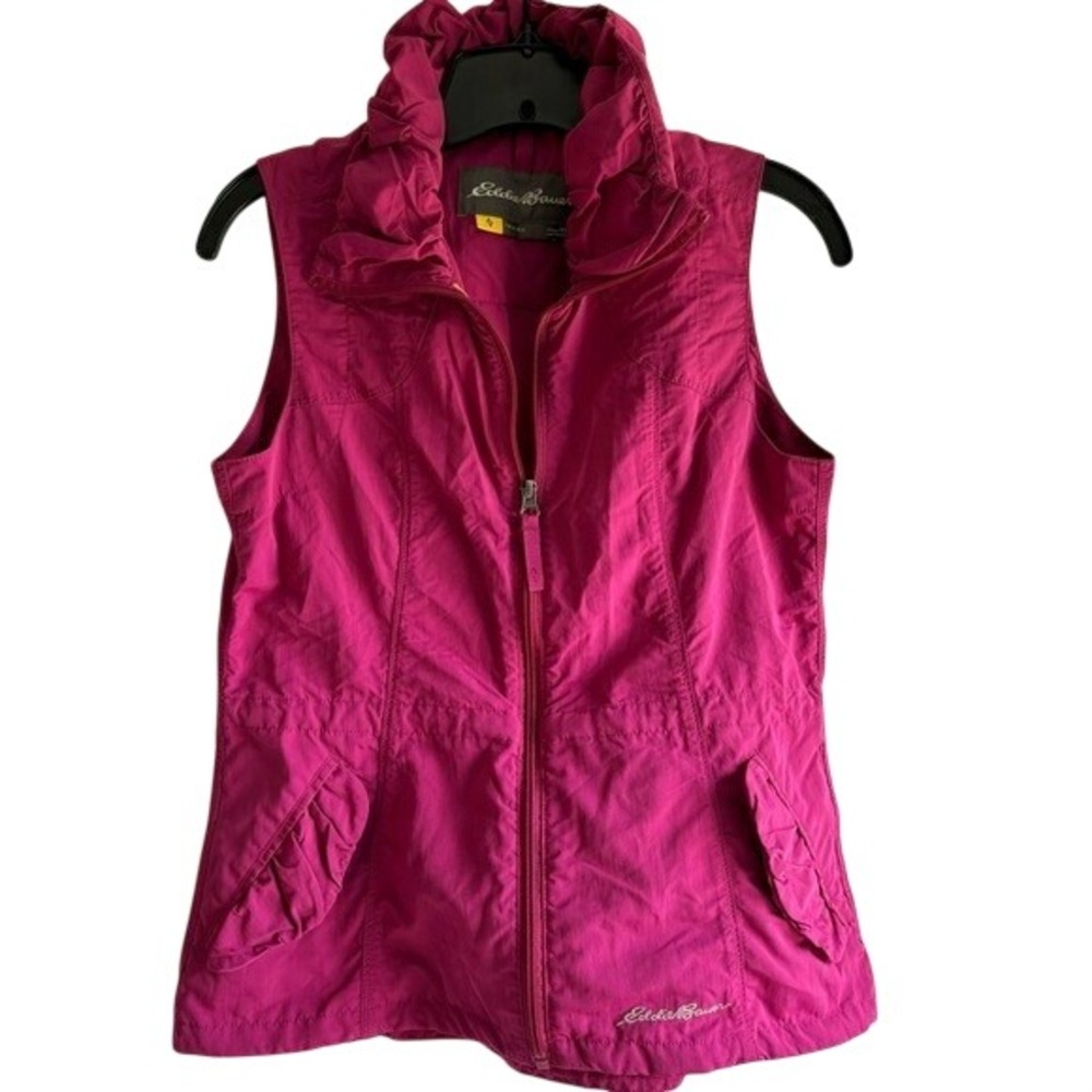 Eddie Bauer Travex Vest Womens X-Small XS pink Nylon Zip Cargo Pockets Hiking